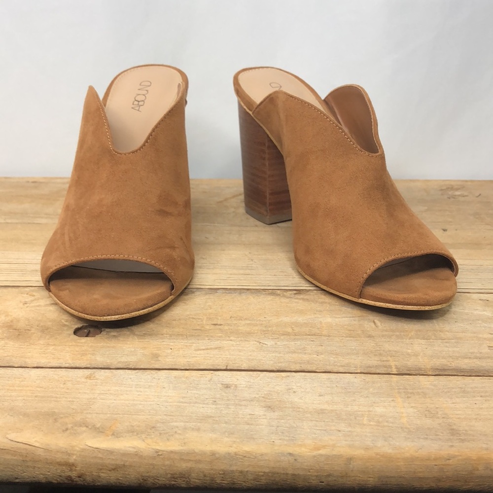 Abound Tyla Cognac Brown Block Chunky Heel  Mule Clog